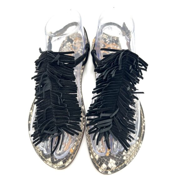 Sam Edelman Gela Black Suede Leather Fringe Sandals Women's Size 8.5 Summer - Picture 5 of 16